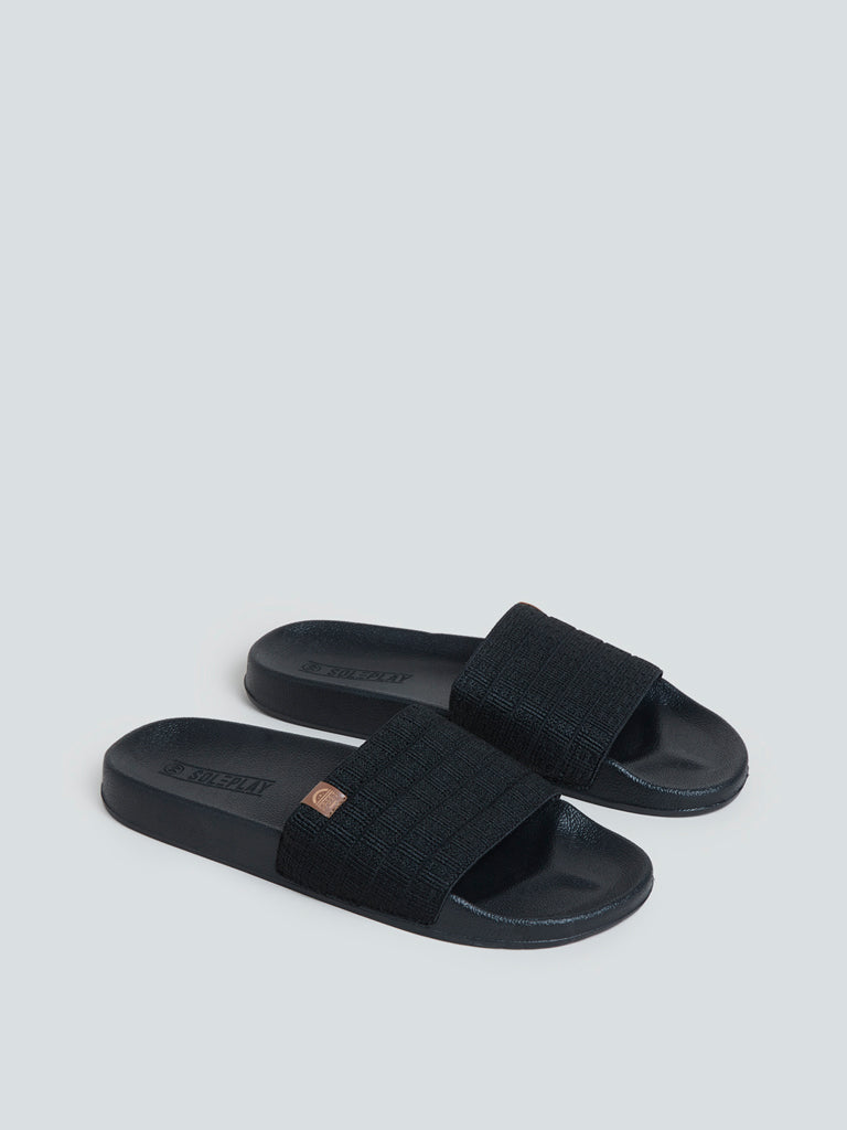 SOLEPLAY Black Self-Textured Slides